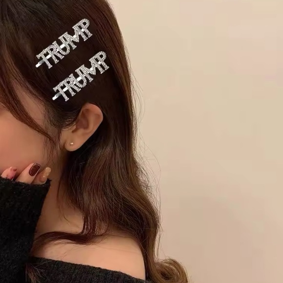 Trump hair clip hair accessories rhinestones elegant MAGA 2024 patriotic pin - Picture 2 of 5